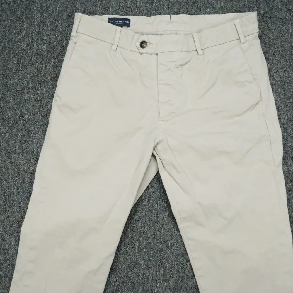 Peter Millar Pants Mens 33x30 Khaki Tan Concorde Garment Dyed Chino Stretch Golf